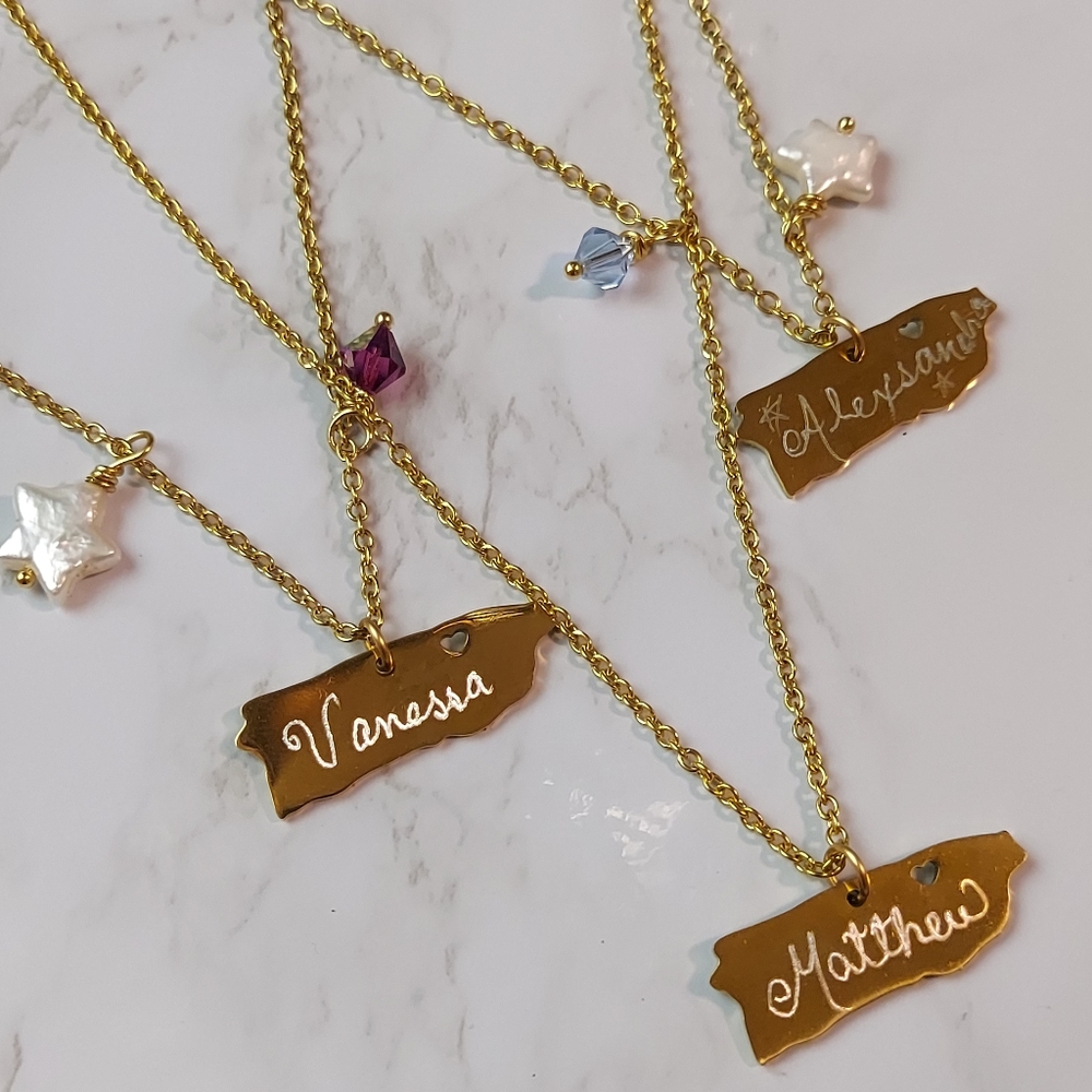 🎁 Custom Name Puerto Rico Map Stainless Necklaces